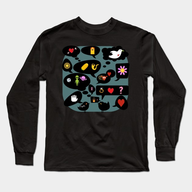 Can we have a talk? On turcoise background Long Sleeve T-Shirt by marina63